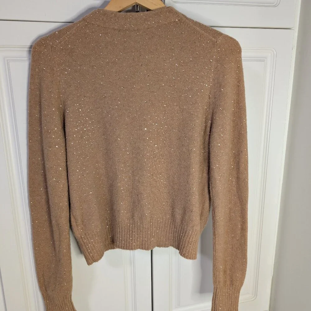 J.Crew Camel Sparkle Merino Wool & Alpaca Cardigan | Size M | Mint Condition - Picture 5 of 14